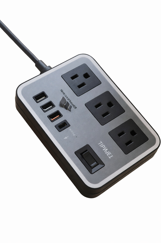 Compact Power Strip with USB Charging (3 AC + 4 USB Ports)